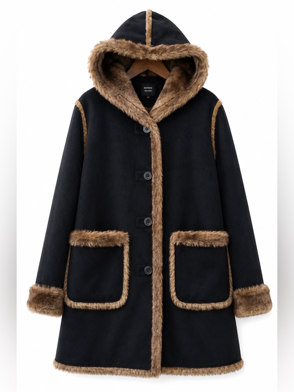 Vintage Reversible Dennis Basso Hooded Duffle Coat Rich Brown M - Picture 3 of 13